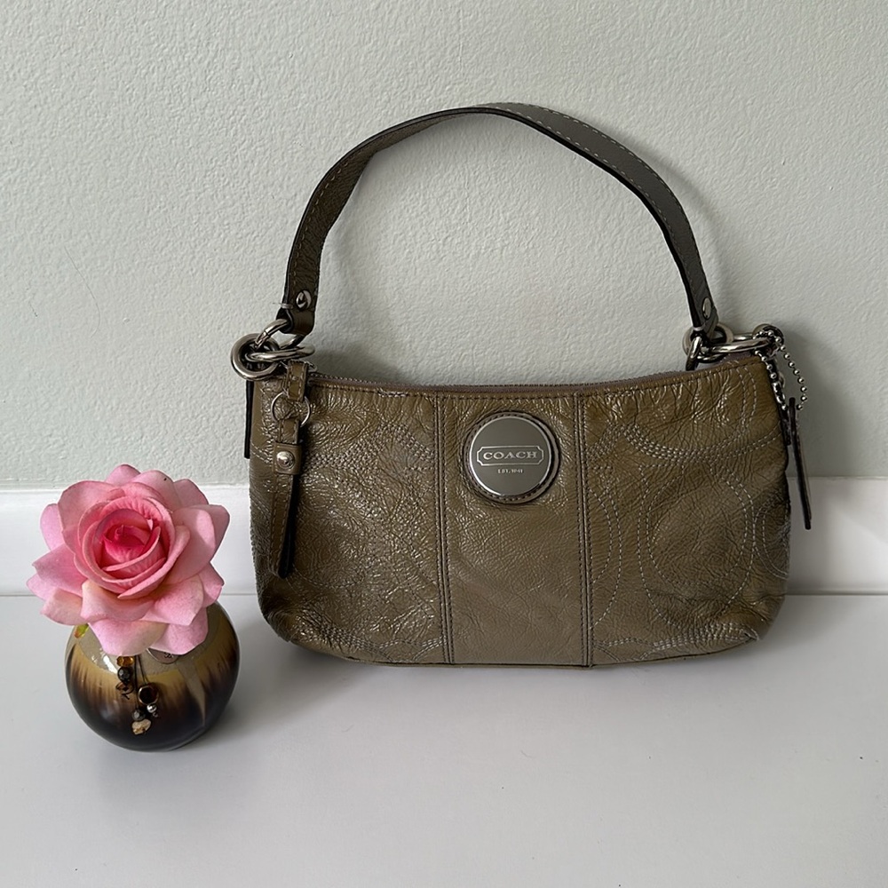 Coach Olive Green Leather Hobo Shoulder Bag